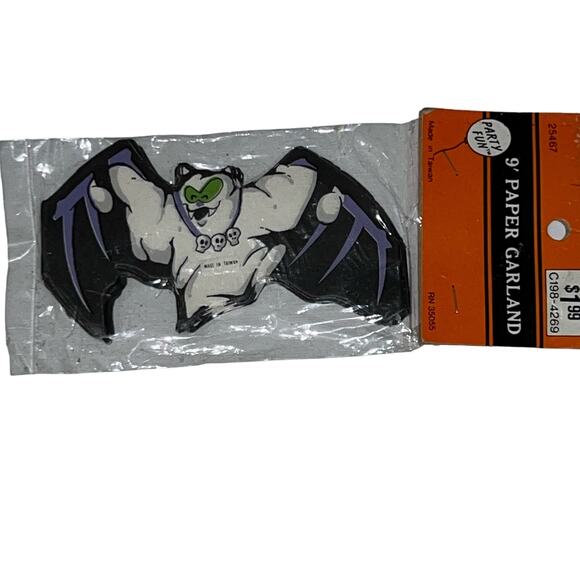Vintage Halloween Bat ghost Paper 9' Garland decor New 90s - Picture 1 of 3